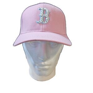 Womens Boston Red Sox Pink Adjustable Baseball Cap w/Rhinestones 3 are missing